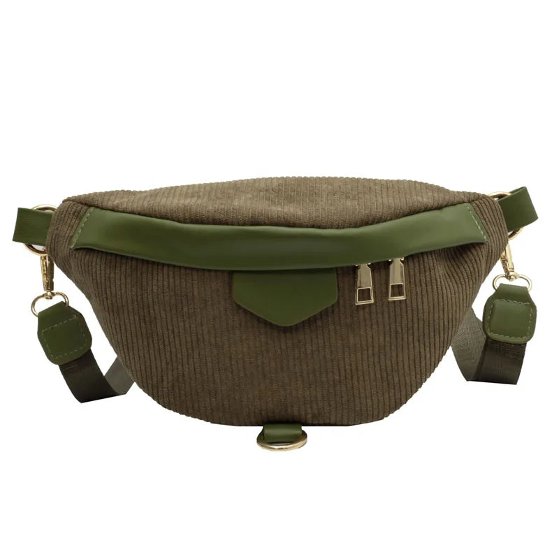 Winter Female Corduroy Fanny Pack Ladies Shoulder Crossbody Bag