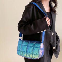 Winter Tote Bag Quilted Check Commute Casual Nylon Soft