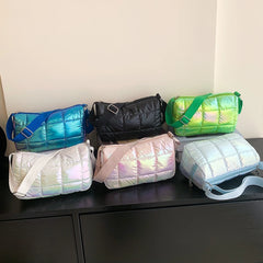 Winter Tote Bag Quilted Check Commute Casual Nylon Soft
