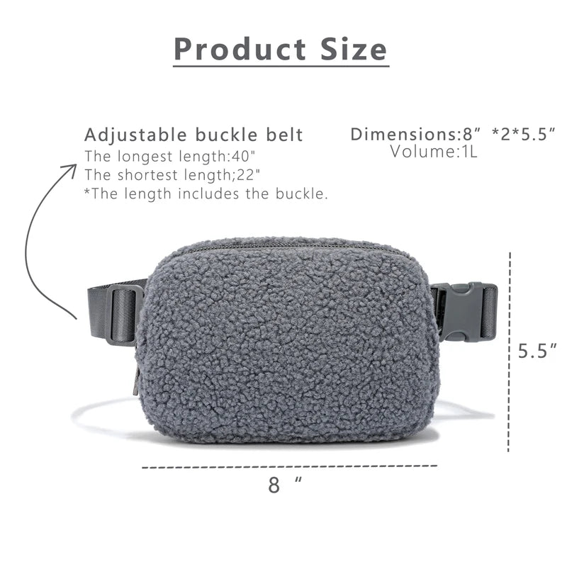Winter Fleece Waist Bag Sport Fanny Pack Running Belt Pouch Zip Mobile Phone Bag