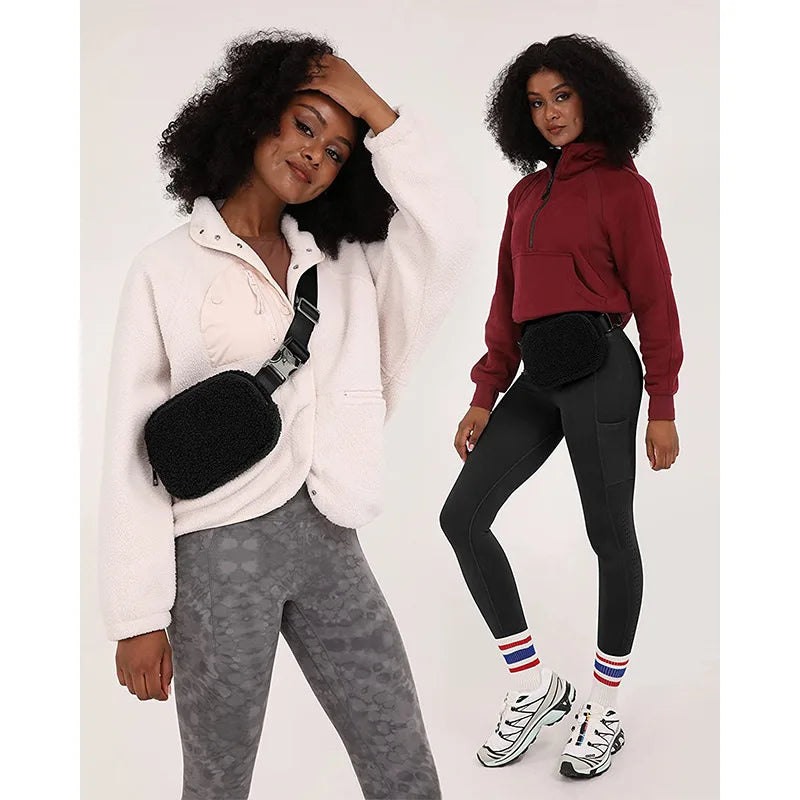 Winter Fleece Waist Bag Sport Fanny Pack Running Belt Pouch Zip Mobile Phone Bag
