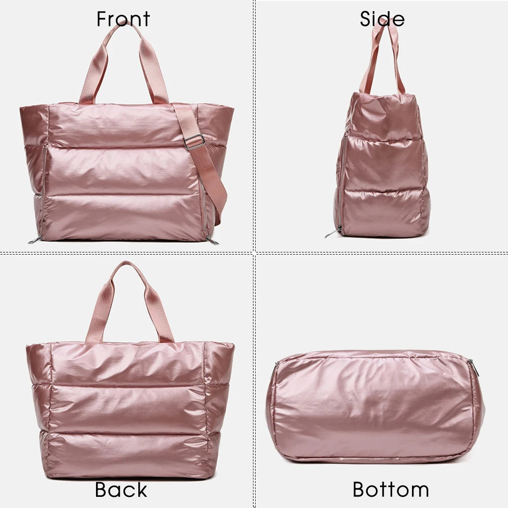 Winter Fluffy Padded Woman Handbag Big Quilted Shopper Bag