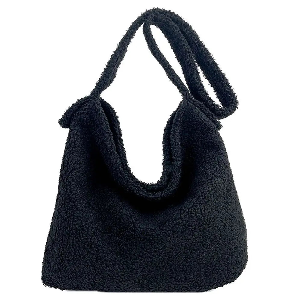 Winter Fluffy Plush Tote Bag for Women Laptop Handbag