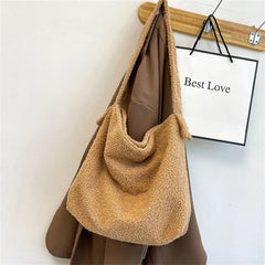 Winter Fluffy Plush Tote Bag for Women Laptop Handbag