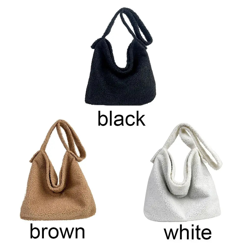 Winter Fluffy Plush Tote Bag for Women Laptop Handbag