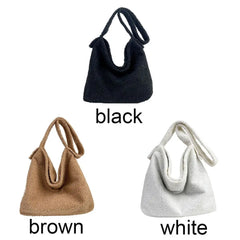 Winter Fluffy Plush Tote Bag for Women Laptop Handbag