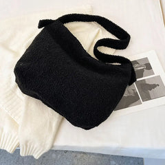 Winter Fluffy Plush Tote Bag for Women Laptop Handbag