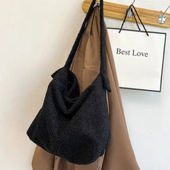 Winter Fluffy Plush Tote Bag for Women Laptop Handbag