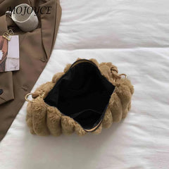 Winter Fluffy Tote Bag Plush Female Shopping Zipper Casual Travel