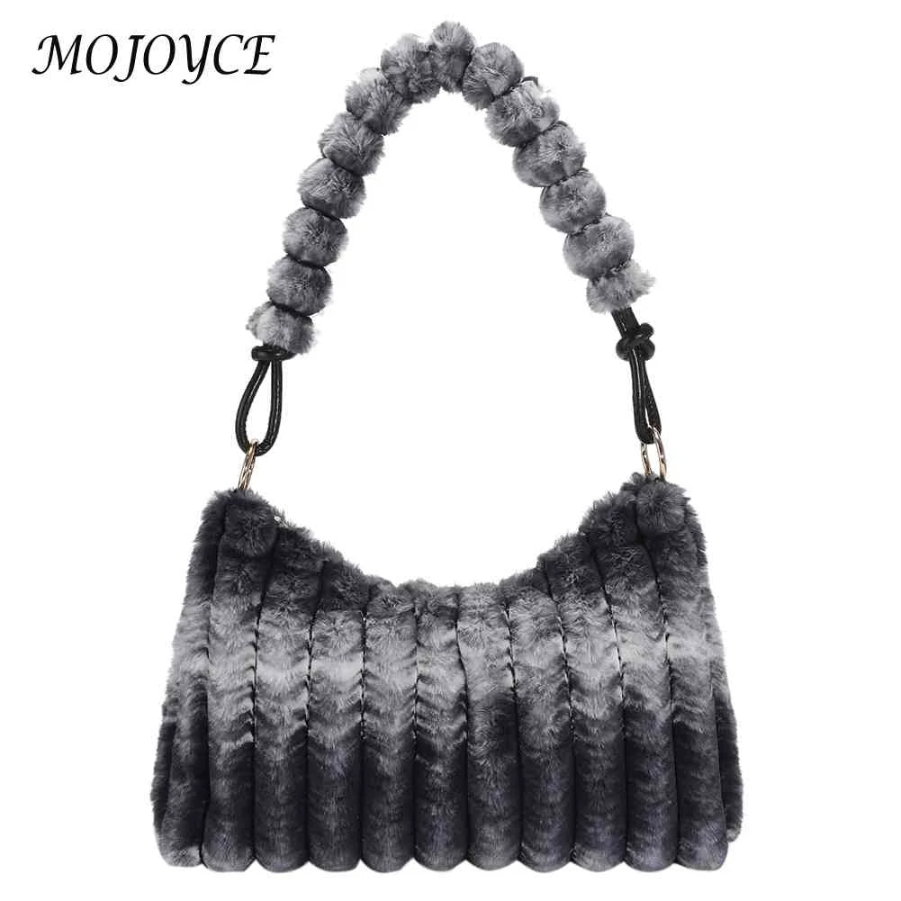 Winter Fluffy Tote Bag Plush Female Shopping Zipper Casual Travel
