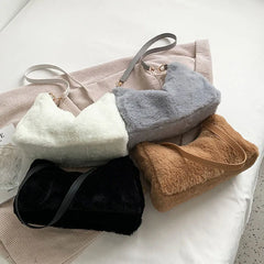 Winter Furry Underarm Bag Casual Women Shoulder Bags