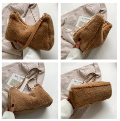 Winter Furry Underarm Bag Casual Women Shoulder Bags