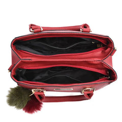 Winter Hairball PU Leather Women's Shoulder Bag Large Capacity Top-handle Tote