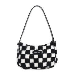 Winter Hairy Bag Female Versatile Lattice Underarm Handbag