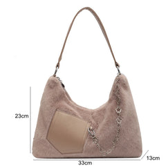 Plush Chain Shoulder Bag Women Soft Purses and Handbags