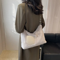 Plush Chain Shoulder Bag Women Soft Purses and Handbags