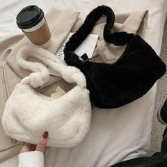 Winter Ladies Bag Faux Fur Shoulder Bags Soft Plush Bags
