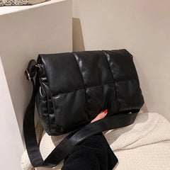 Quilted Plaid Handbag PU Leather Flap Crossbody Bag for Women