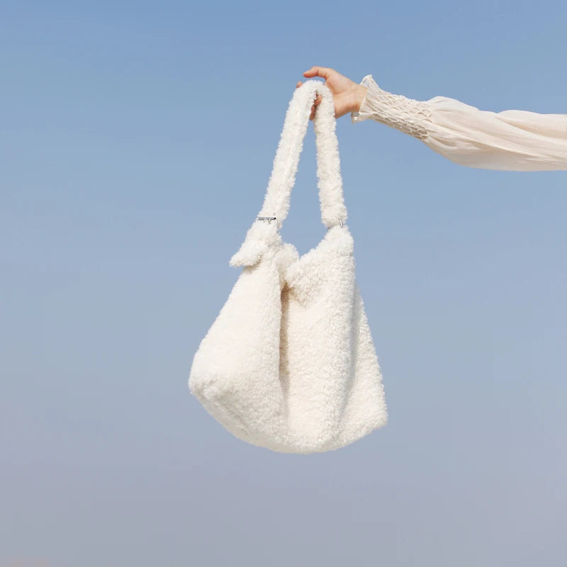 Lamb Faux Fur Shoulder Bag Soft Plush Women Messenger Bags
