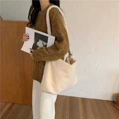 Winter Lamb Faux Fur Shoulder Bag Soft Plush Messenger Bag