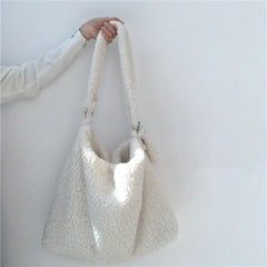 Lamb Faux Fur Shoulder Bag Soft Plush Women Messenger Bags