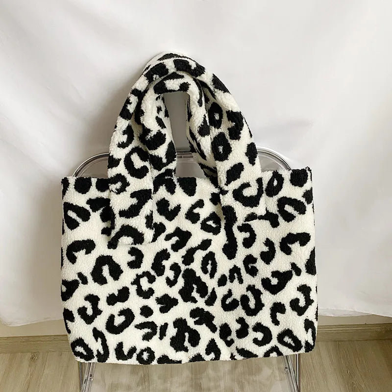 Winter Lamb Wool Women Shoulder Bags Large Capacity Soft Plush Handbags