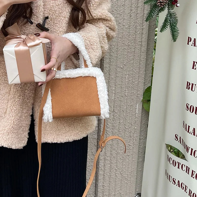 Winter Lambswool Handbag Small Plush Crossbody Bag for Women