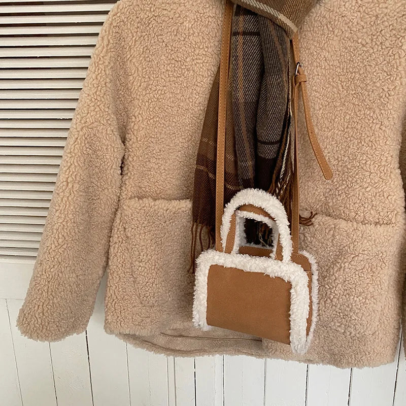 Winter Lambswool Handbag Small Plush Crossbody Bag for Women