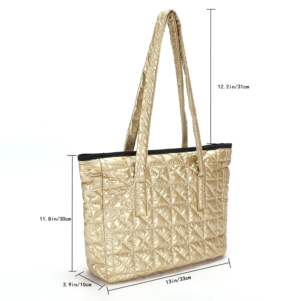 Winter Top-handle Totes for Women Down Padded Shoulder Bag