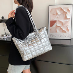 Winter Top-handle Totes for Women Down Padded Shoulder Bag