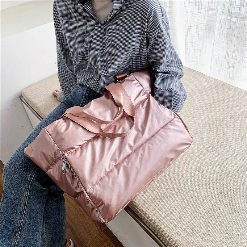 Winter Shoulder Bag for Women Nylon Large Tote Handbag