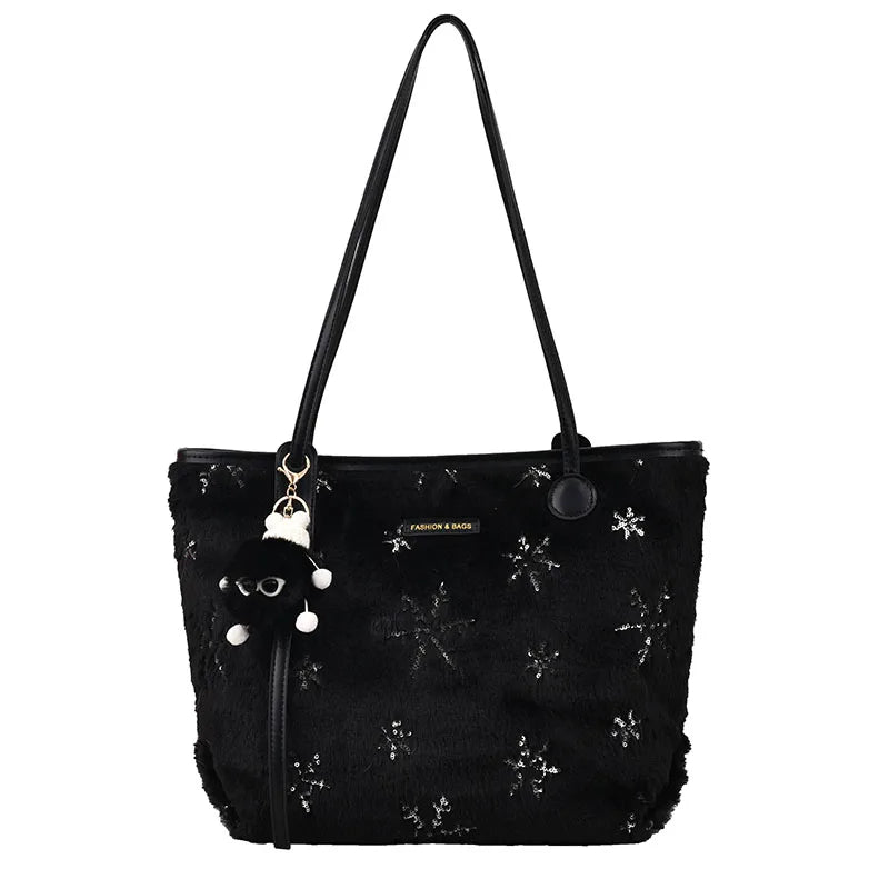 Winter Large Capacity Women Shoulder Bag Faux Fur Crossbody Bag Handbag