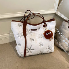 Winter Large Capacity Women Shoulder Bag Faux Fur Crossbody Bag Handbag