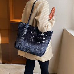 Winter Large Capacity Women Shoulder Bag Faux Fur Crossbody Bag Handbag