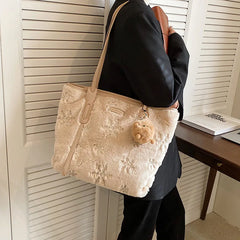 Winter Large Capacity Women Shoulder Bag Faux Fur Crossbody Bag Handbag