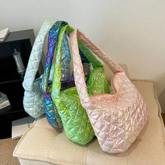 Winter Large Women's Shoulder Bags Down Fabric Female Padded Tote Bag