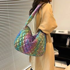 Winter Large Women's Shoulder Bags Down Fabric Female Padded Tote Bag