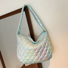 Winter Large Women's Shoulder Bags Down Fabric Female Padded Tote Bag