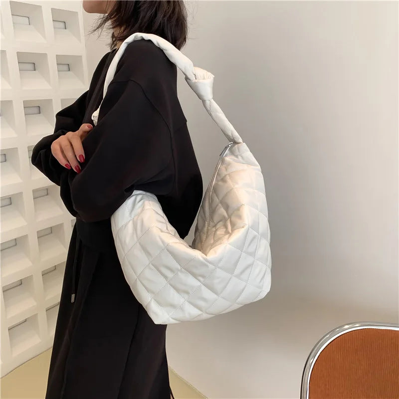 Winter Large Women's Shoulder Crossbody Bags Cotton Fabric Hobo Bag