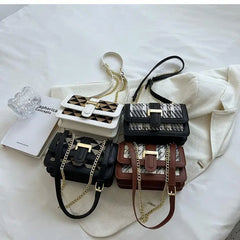 Women's Tweed Crossbody Bag Winter Casual Chain Shoulder Handbag