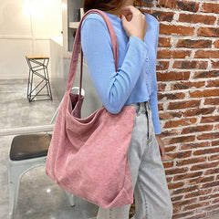 Winter Corduroy Shoulder Bag Female Large Capacity Shopping Tote