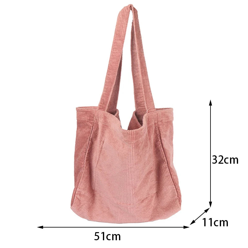 Winter Corduroy Shoulder Bag Large Capacity Tote