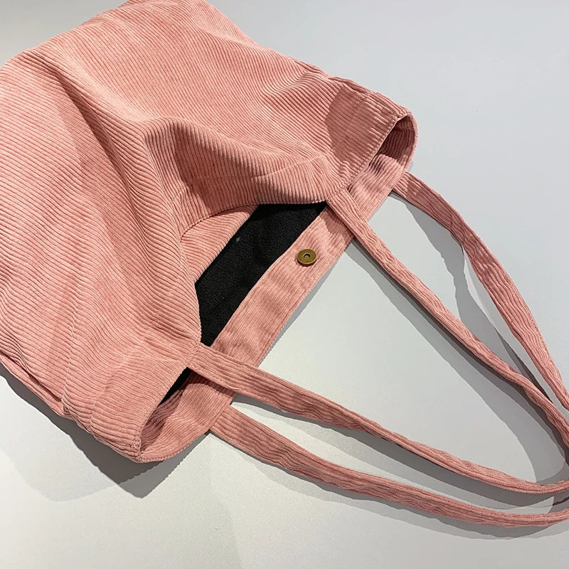 Winter Corduroy Shoulder Bag Female Large Capacity Shopping Tote