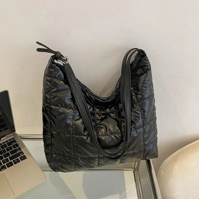 Winter Cotton Women's Shoulder Bag Large Capacity Casual Tote Bags Soft Handbags