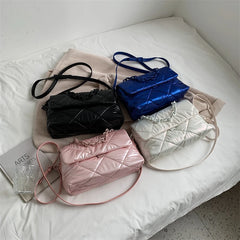 Winter Women Soft Padded Nylon Shoulder Crossbody Bag
