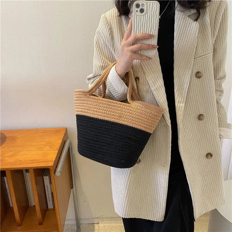 Winter Colorblock Handbag Beach Bag