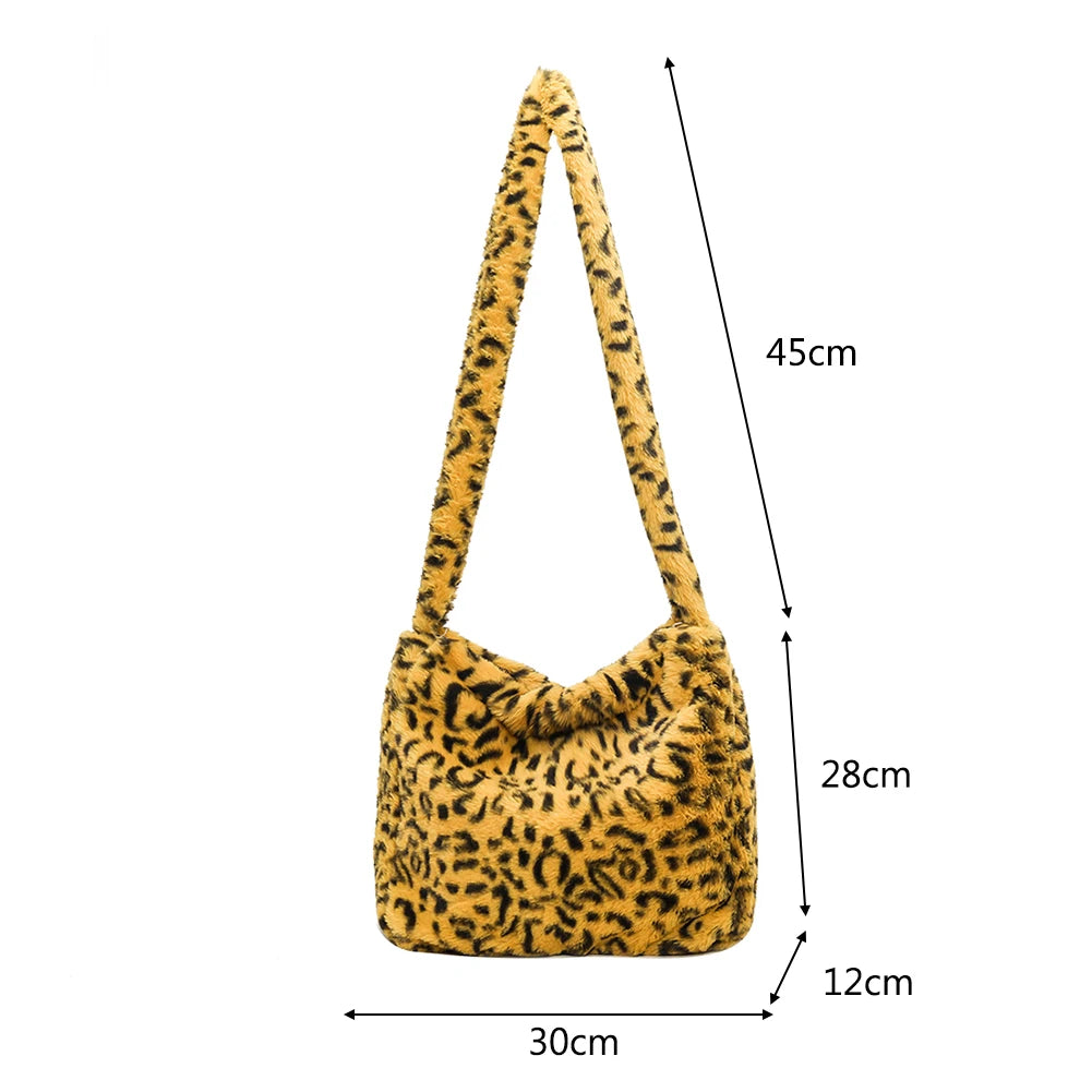 Winter Shoulder Bag Plush Handbags Soft Warm Fur for Women