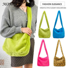 Winter Shoulder Bag Plush Handbags Soft Warm Fur for Women