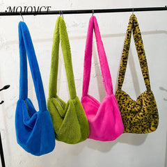 Winter Shoulder Bag Plush Handbags Soft Warm Fur for Women