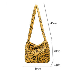 Winter Shoulder Bag Plush Handbags Soft Warm Fur for Women